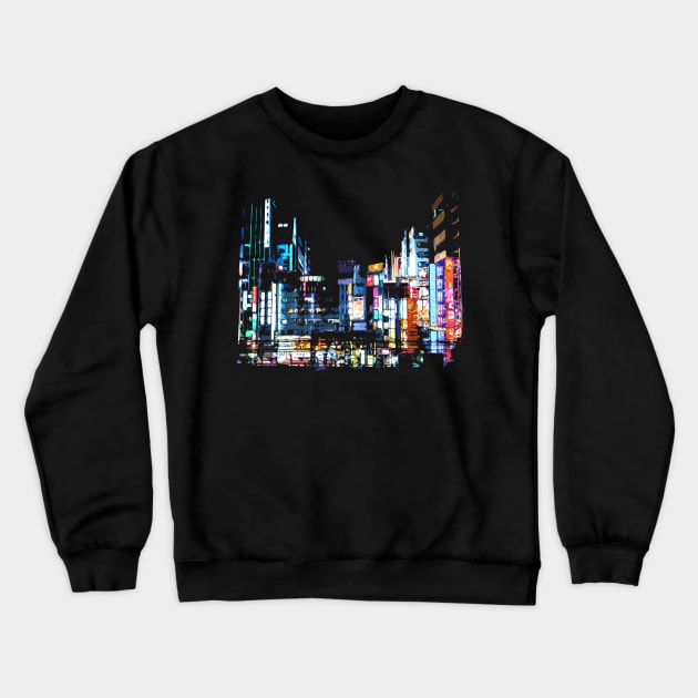 Mega City Lights Crewneck Sweatshirt by robotface